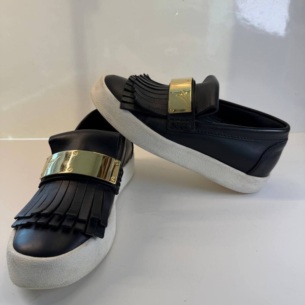 Giuseppe Zanotti Design Leather Slip-On Sneakers – Black – EU 36